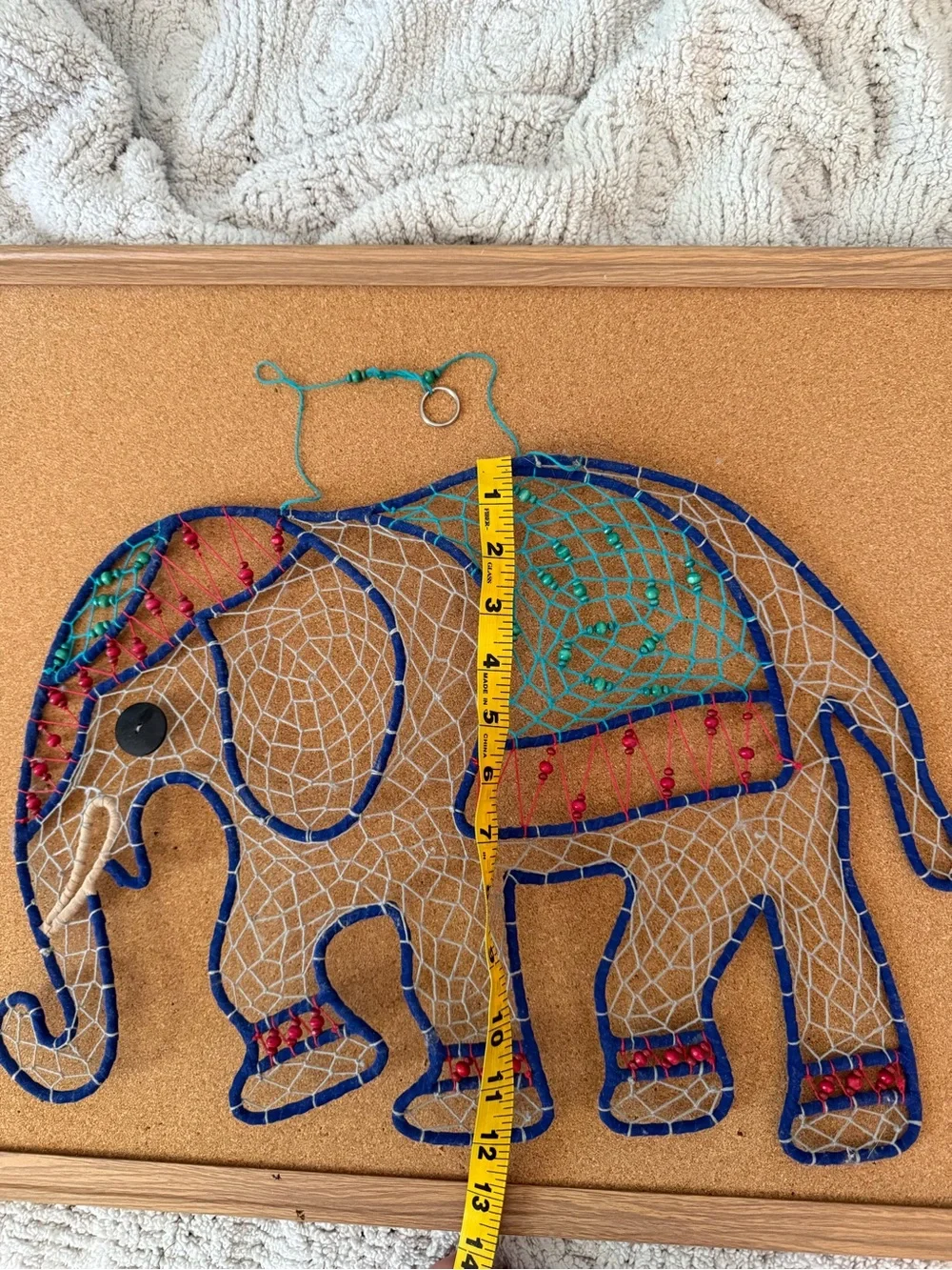 Handcrafted Elephant Wall Art in Blue, Teal & Red